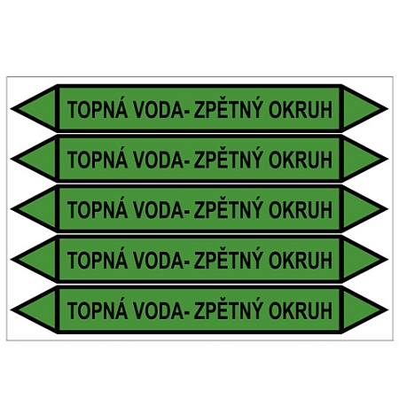 Značení potrubí, topná voda - zpětný okruh